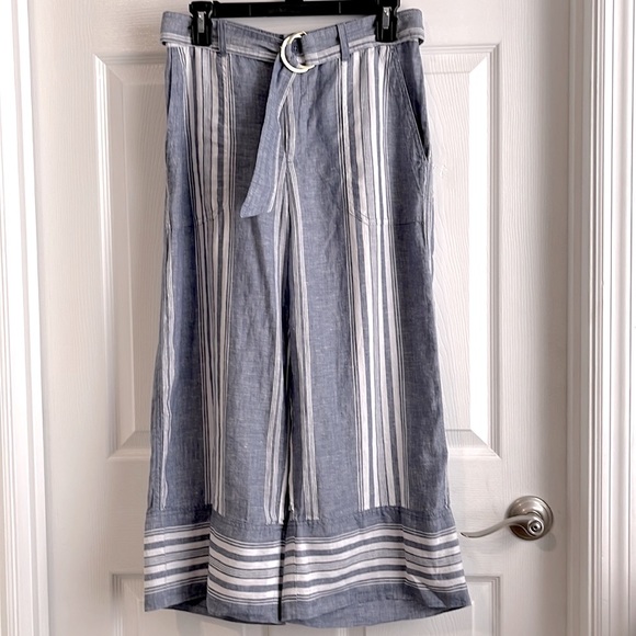 Lauren Ralph Lauren Summer Vacation Linen Wide Leg Pants Stripes New NWOT Size 4 - Picture 7 of 7
